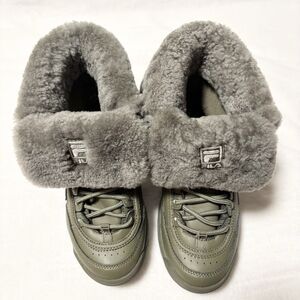 FILA Girls Size 3 Winter Boots Faux Fur Lined Olive Green 3HM00560-300